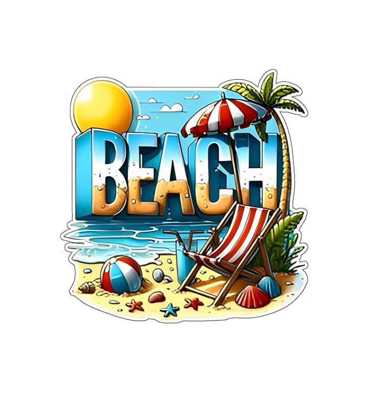Beach Summer Vibes Fridge Magnet Sticker Refrigerator Home & Office Decor Gift for Beach Lover Travel Souvenir