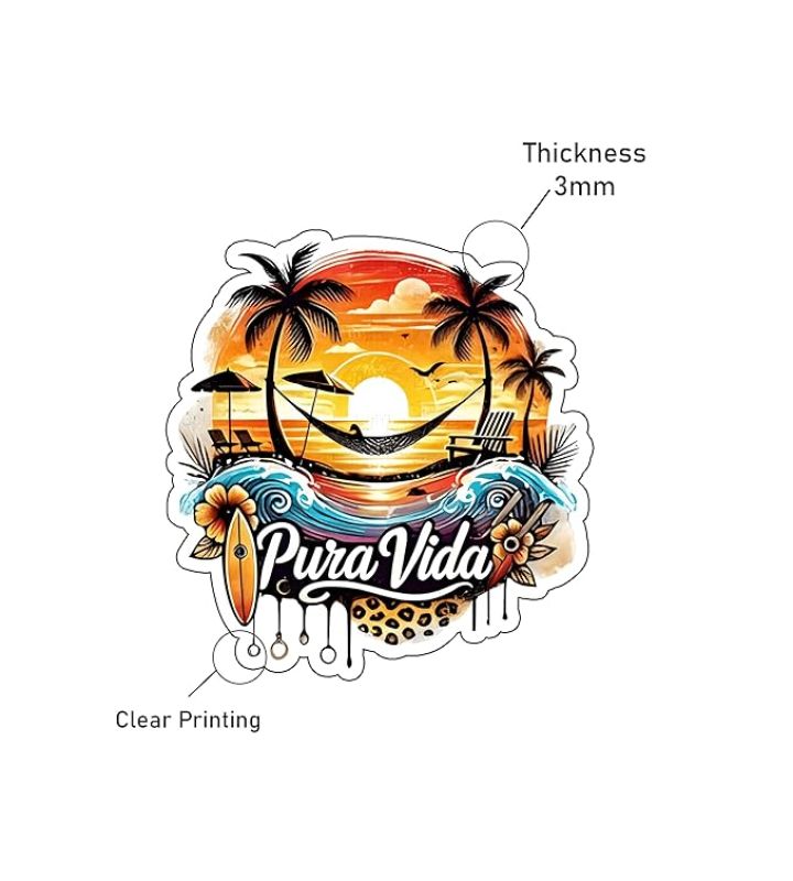 Pura Vida Beach Summer Vibes Fridge Magnet Sticker Refrigerator Home & Office Decor Gift for Beach Lover Travel Souvenir