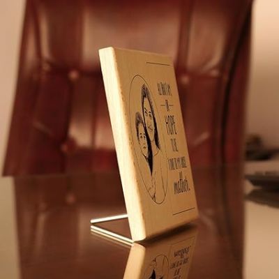 All that I am, or Hope to be I own to my ancel Mother Engraved Wooden Photo Plaque Customize with your favorite photo & Text Mothers Day Gift for Mom Surprise & Thankyou Gift For Mom