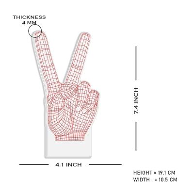 3D Illusion The Victory Sign Finger Night Lamp with Multicolored Light Birthday Gift for Student Kids Son & Daughter Bedroom Living Room Decor Light