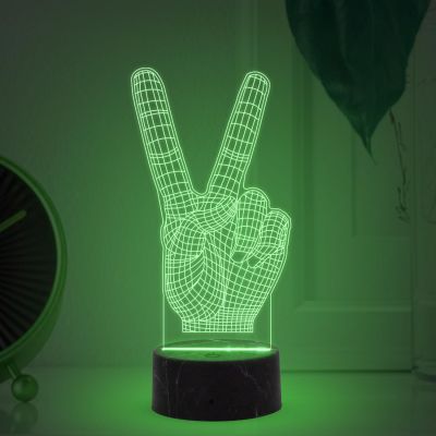 3D Illusion The Victory Sign Finger Night Lamp with Multicolored Light Birthday Gift for Student Kids Son & Daughter Bedroom Living Room Decor Light