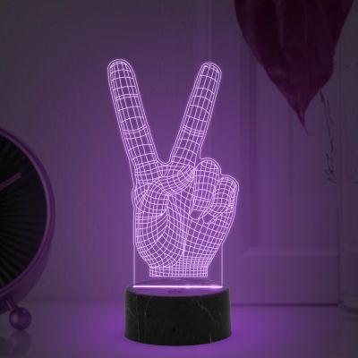 3D Illusion The Victory Sign Finger Night Lamp with Multicolored Light Birthday Gift for Student Kids Son & Daughter Bedroom Living Room Decor Light
