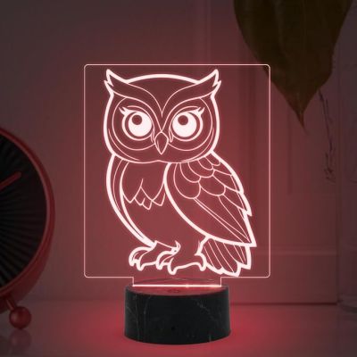 3D Illusion Owl Night Lights with Automatic Color Changing Light Kid's Bedroom Home Decor Lamp