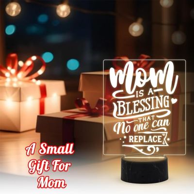 Mom is a Blessing That no One Can Replace Engraved Night Lamp with Warm White Light Mothers Day Gift for Mom Birthday Gift for Mother