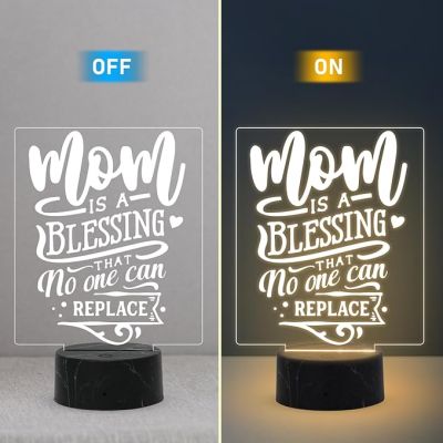 Mom is a Blessing That no One Can Replace Engraved Night Lamp with Warm White Light Mothers Day Gift for Mom Birthday Gift for Mother
