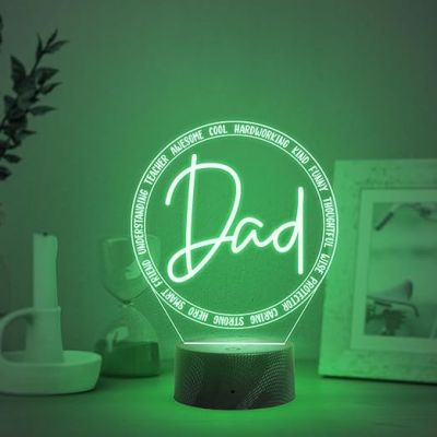 Dad Engraved Night Lamp Light with Automatic Color Changing Light Fathers Day Gift for Dad | Birthday Gift for Dad from Daughter Son Express Your Love for Dad
