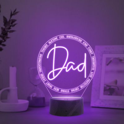 Dad Engraved Night Lamp Light with Automatic Color Changing Light Fathers Day Gift for Dad | Birthday Gift for Dad from Daughter Son Express Your Love for Dad
