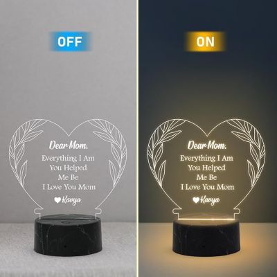 Dear Mom Engraved Night Lamp Warm White Light Mother's Day Gift Memorable, Unique & Creative Gifting Ideas for Mom