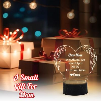 Dear Mom Engraved Night Lamp Warm White Light Mother's Day Gift Memorable, Unique & Creative Gifting Ideas for Mom