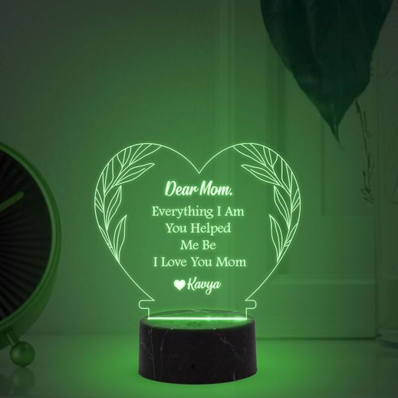 Dear Mom Engraved Night Lamp with Multicolored Light Mother's Day Gift Memorable, Unique & Creative Gifting Ideas for Mom