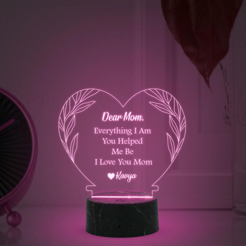Dear Mom Engraved Night Lamp with Multicolored Light Mother's Day Gift Memorable, Unique & Creative Gifting Ideas for Mom
