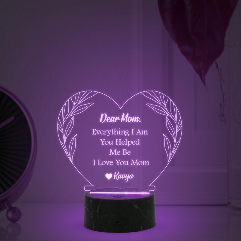 Dear Mom Engraved Night Lamp with Multicolored Light Mother's Day Gift Memorable, Unique & Creative Gifting Ideas for Mom