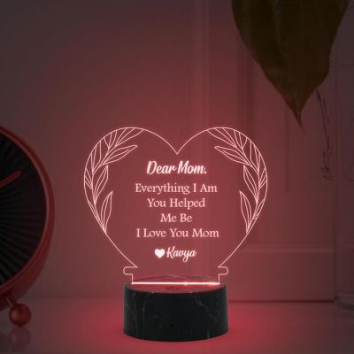 Dear Mom Engraved Night Lamp with Multicolored Light Mother's Day Gift Memorable, Unique & Creative Gifting Ideas for Mom