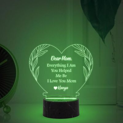Dear Mom Engraved Night Lamp with Multicolored Light Mother's Day Gift Memorable, Unique & Creative Gifting Ideas for Mom