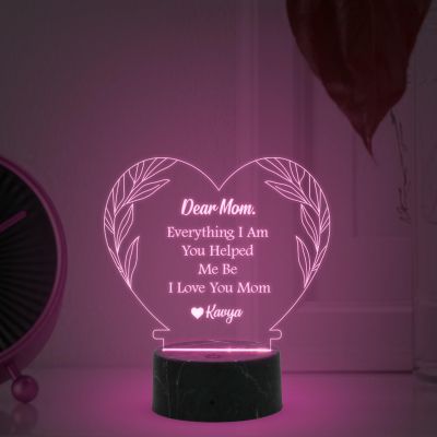 Dear Mom Engraved Night Lamp with Multicolored Light Mother's Day Gift Memorable, Unique & Creative Gifting Ideas for Mom