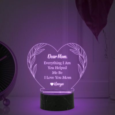 Dear Mom Engraved Night Lamp with Multicolored Light Mother's Day Gift Memorable, Unique & Creative Gifting Ideas for Mom