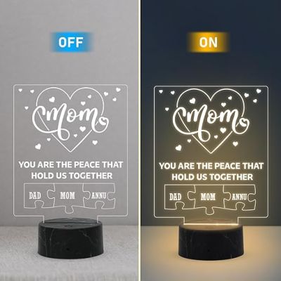 Mom Night Lamp with Warm White Light Customized Kids Name Birthday Gift for Mom Memorable Unique & Creative Gifting Ideas for Mom Mother's Day Gift