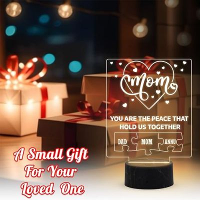Mom Night Lamp with Warm White Light Customized Kids Name Birthday Gift for Mom Memorable Unique & Creative Gifting Ideas for Mom Mother's Day Gift