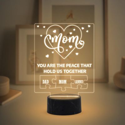 Mom Night Lamp with Warm White Light Customized Kids Name Birthday Gift for Mom Memorable Unique & Creative Gifting Ideas for Mom Mother's Day Gift