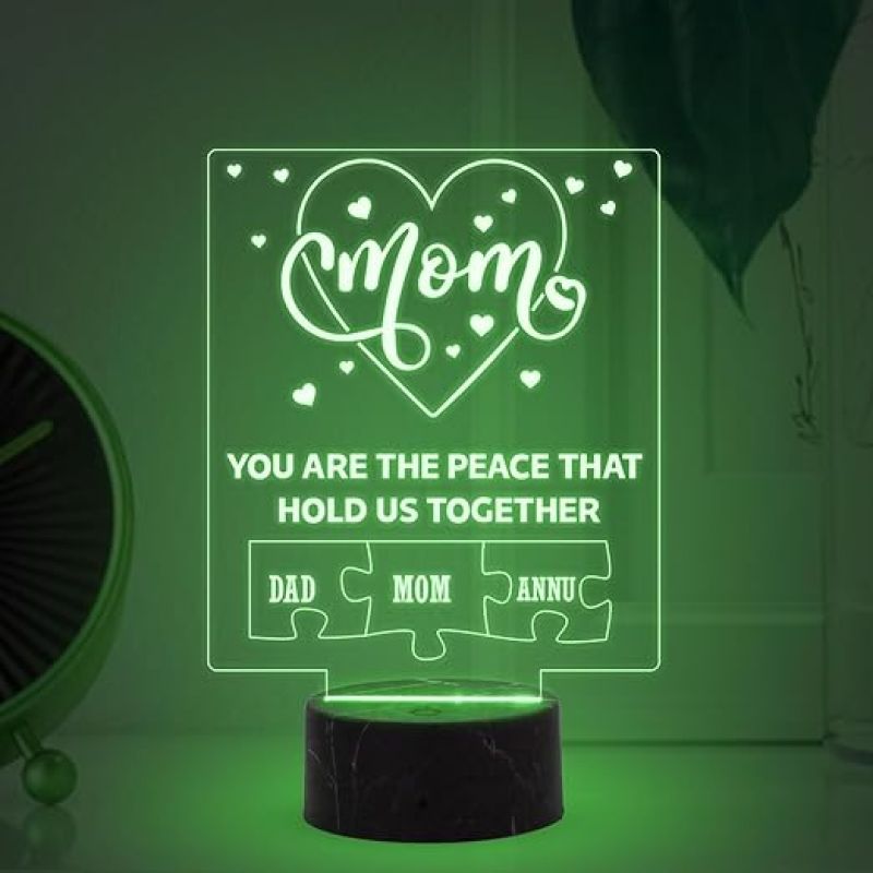 Mom Night Lamp with Multicolored Light Customized Kids Name Birthday Gift for Mom Memorable Unique & Creative Gifting Ideas for Mom Mother's Day Gift