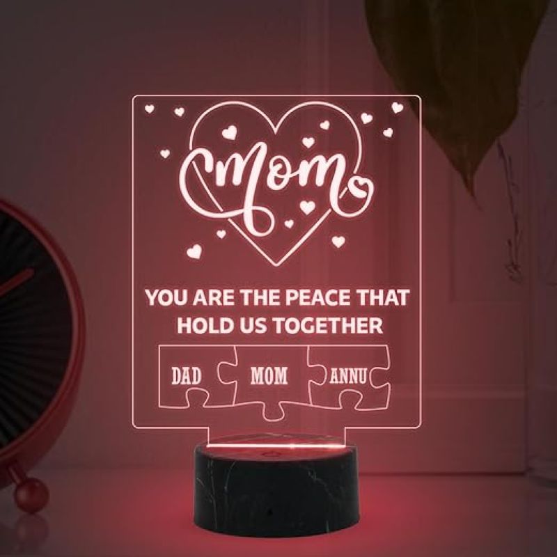 Mom Night Lamp with Multicolored Light Customized Kids Name Birthday Gift for Mom Memorable Unique & Creative Gifting Ideas for Mom Mother's Day Gift