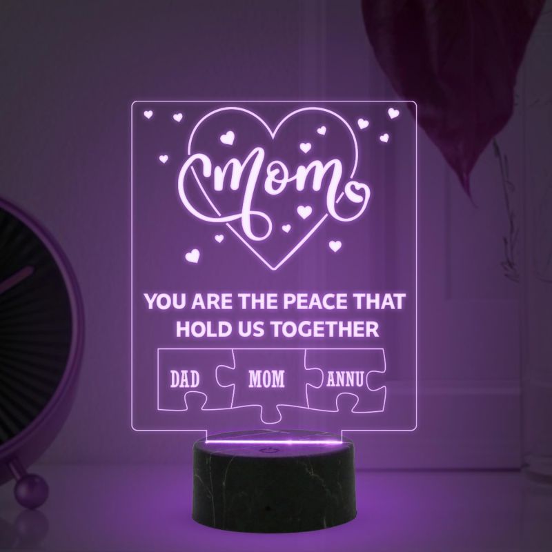 Mom Night Lamp with Multicolored Light Customized Kids Name Birthday Gift for Mom Memorable Unique & Creative Gifting Ideas for Mom Mother's Day Gift