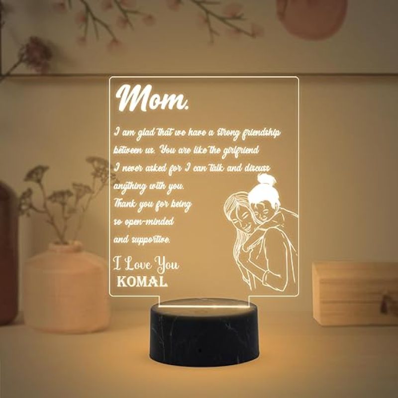 Mom Engraved Night Lamp with Warm White Light Customized Name Gift for Mother's Day Birthday gift for Mom