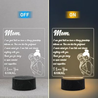 Mom Engraved Night Lamp with Warm White Light Customized Name Gift for Mother's Day Birthday gift for Mom