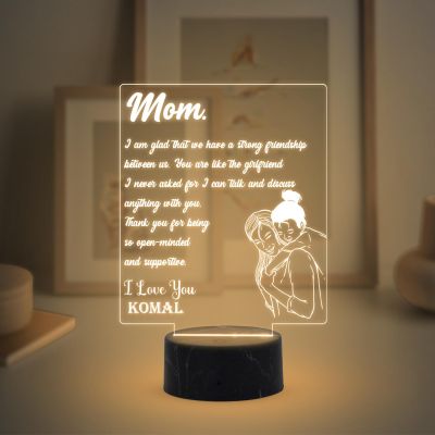 Mom Engraved Night Lamp with Warm White Light Customized Name Gift for Mother's Day Birthday gift for Mom