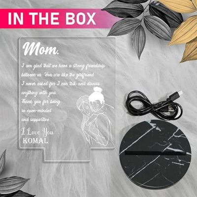 Mom Engraved Night Lamp with Warm White Light Customized Name Gift for Mother's Day Birthday gift for Mom