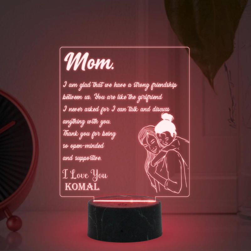 Mom Engraved Night Lamp with Multicolored Light Customized Name Gift for Mother's Day Birthday gift for Mom