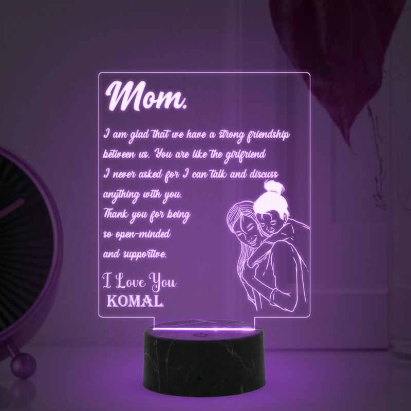 Mom Engraved Night Lamp with Multicolored Light Customized Name Gift for Mother's Day Birthday gift for Mom