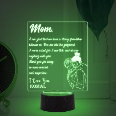 Mom Engraved Night Lamp with Multicolored Light Customized Name Gift for Mother's Day Birthday gift for Mom