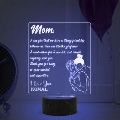 Mom Engraved Night Lamp with Multicolored Light Customized Name Gift for Mother's Day Birthday gift for Mom