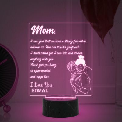 Mom Engraved Night Lamp with Multicolored Light Customized Name Gift for Mother's Day Birthday gift for Mom