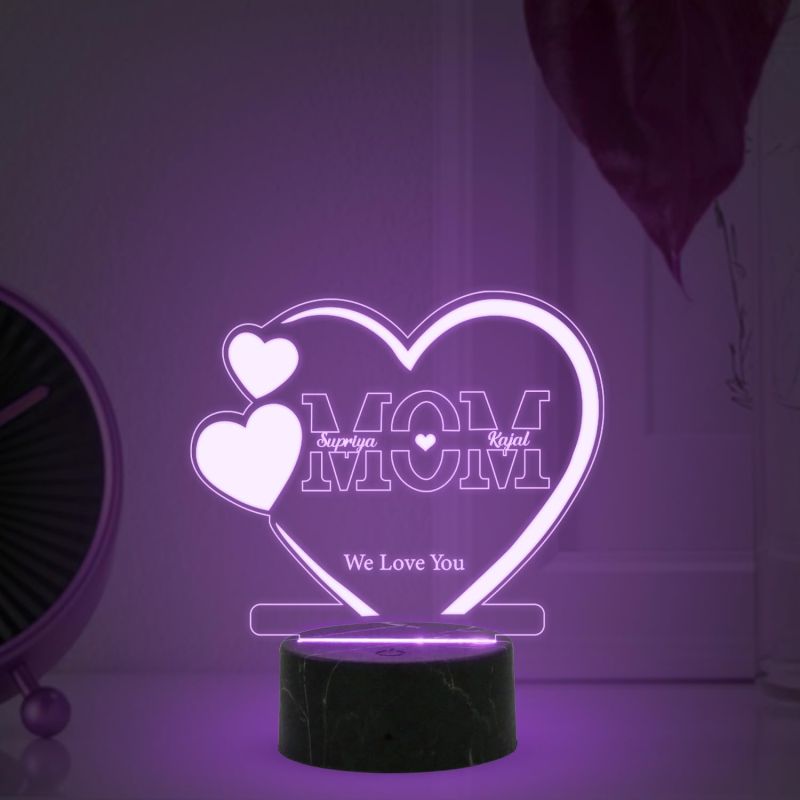 Mom we Love You Night Lamp with Multicolored Light Customized Name Birthday gift for Mom & Mother's Day Gift