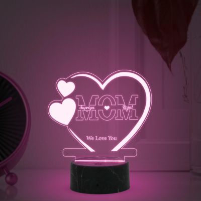 Mom we Love You Night Lamp with Multicolored Light Customized Name Birthday gift for Mom & Mother's Day Gift