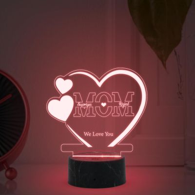 Mom we Love You Night Lamp with Multicolored Light Customized Name Birthday gift for Mom & Mother's Day Gift