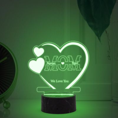 Mom we Love You Night Lamp with Multicolored Light Customized Name Birthday gift for Mom & Mother's Day Gift