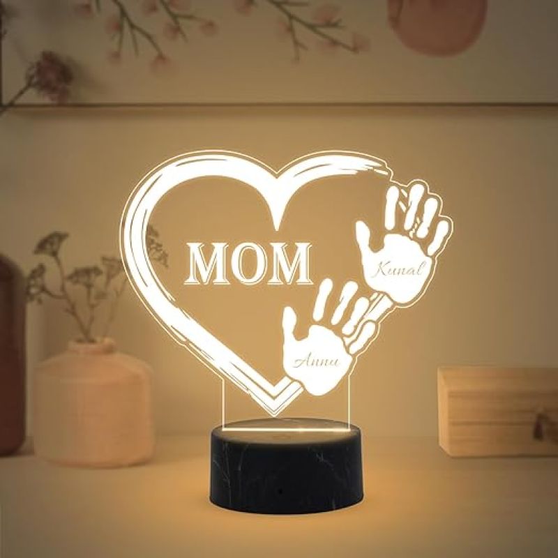 Mom Night Lamp with Warm White Light Customized with Kids Name Memorable Unique & Creative Gifting Ideas for Mom Gift for Mother's Day