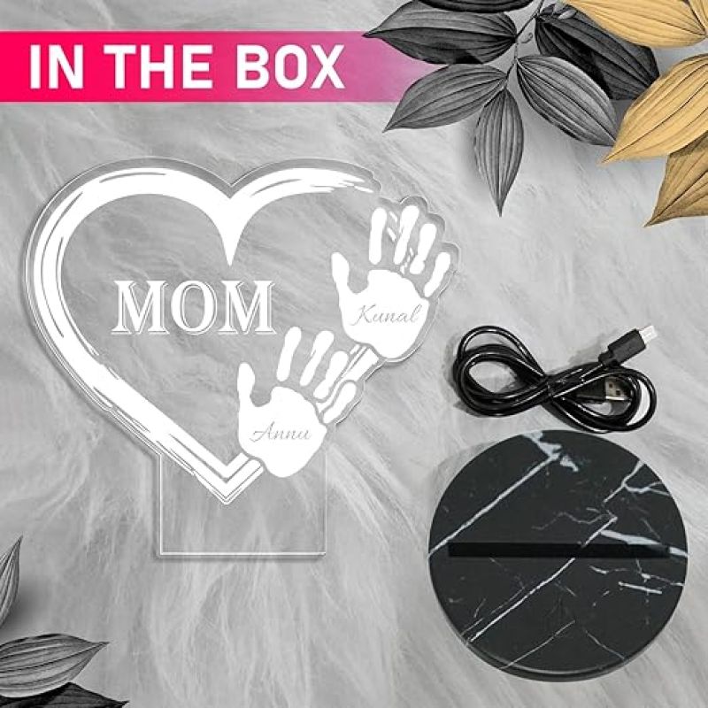 Mom Night Lamp with Warm White Light Customized with Kids Name Memorable Unique & Creative Gifting Ideas for Mom Gift for Mother's Day