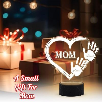 Mom Night Lamp with Warm White Light Customized with Kids Name Memorable Unique & Creative Gifting Ideas for Mom Gift for Mother's Day