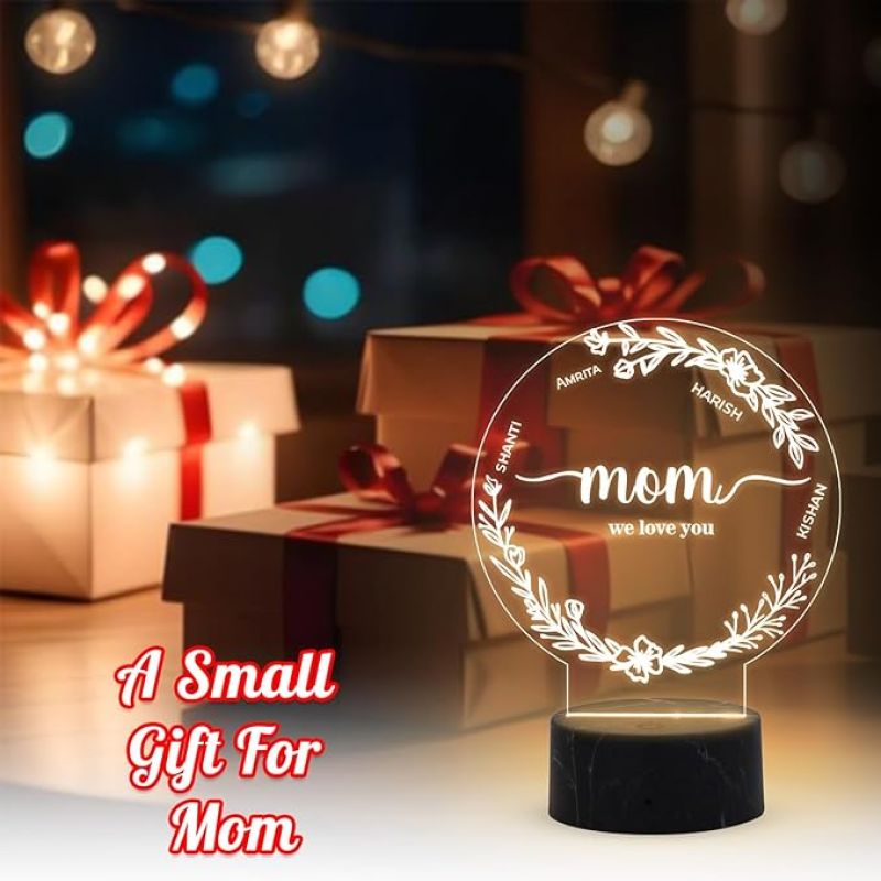 Mom Night Lamp with Warm White Light Customized with Name Memorable Unique & Creative Gifting Ideas for Mom Gift for Mother's Day Birthday Gift for Mom