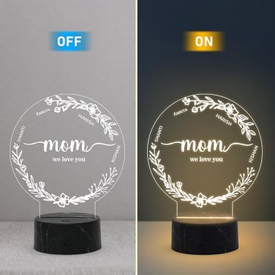Mom Night Lamp with Warm White Light Customized with Name Memorable Unique & Creative Gifting Ideas for Mom Gift for Mother's Day Birthday Gift for Mom