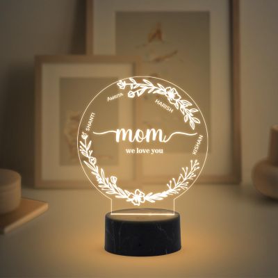 Mom Night Lamp with Warm White Light Customized with Name Memorable Unique & Creative Gifting Ideas for Mom Gift for Mother's Day Birthday Gift for Mom