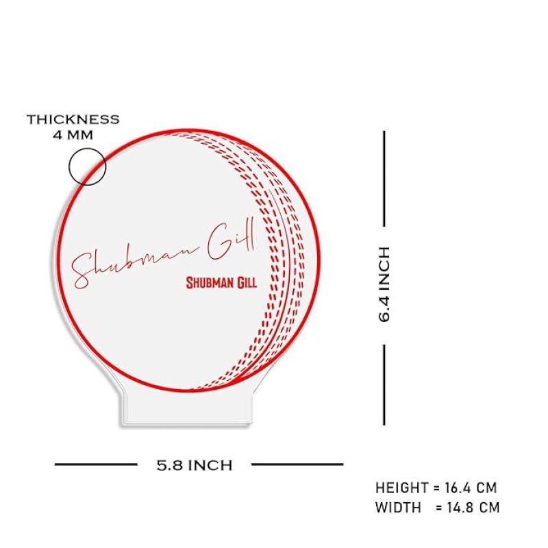 3D Illusion Cricket Ball with Cricketer Signature Night Lamp with Warm White Light Customized with Name Birthday Gift for Cricket Fans Gift for Sports Lover (Shubman Gill)