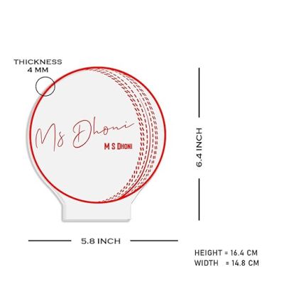3D Illusion Cricket Ball with Cricketer Signature Night Lamp with Warm White Light Customized with Name Birthday Gift for Cricket Fans Gift for Sports Lover (MS Dhoni)