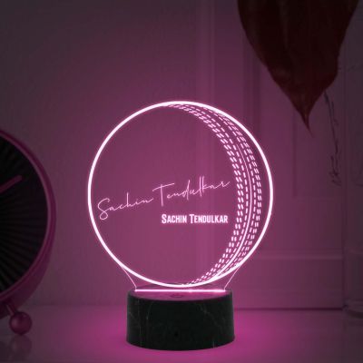 3D Illusion Cricket Ball with Cricketer Signature Led Lamp Automatic Color Changing Light Customized with Name Gift for Sports Lover Birthday Gift for Cricket Fans (Sachin Tendulkar)
