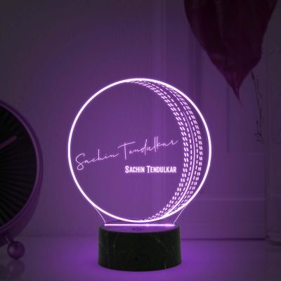 3D Illusion Cricket Ball with Cricketer Signature Led Lamp Automatic Color Changing Light Customized with Name Gift for Sports Lover Birthday Gift for Cricket Fans (Sachin Tendulkar)