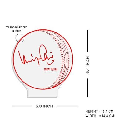 3D Illusion Cricket Ball with Cricketer Signature Led Lamp Warm White Light Customized with Name Gift for Sports Lover Birthday Gift for Cricket Fans (Virat Kohli)